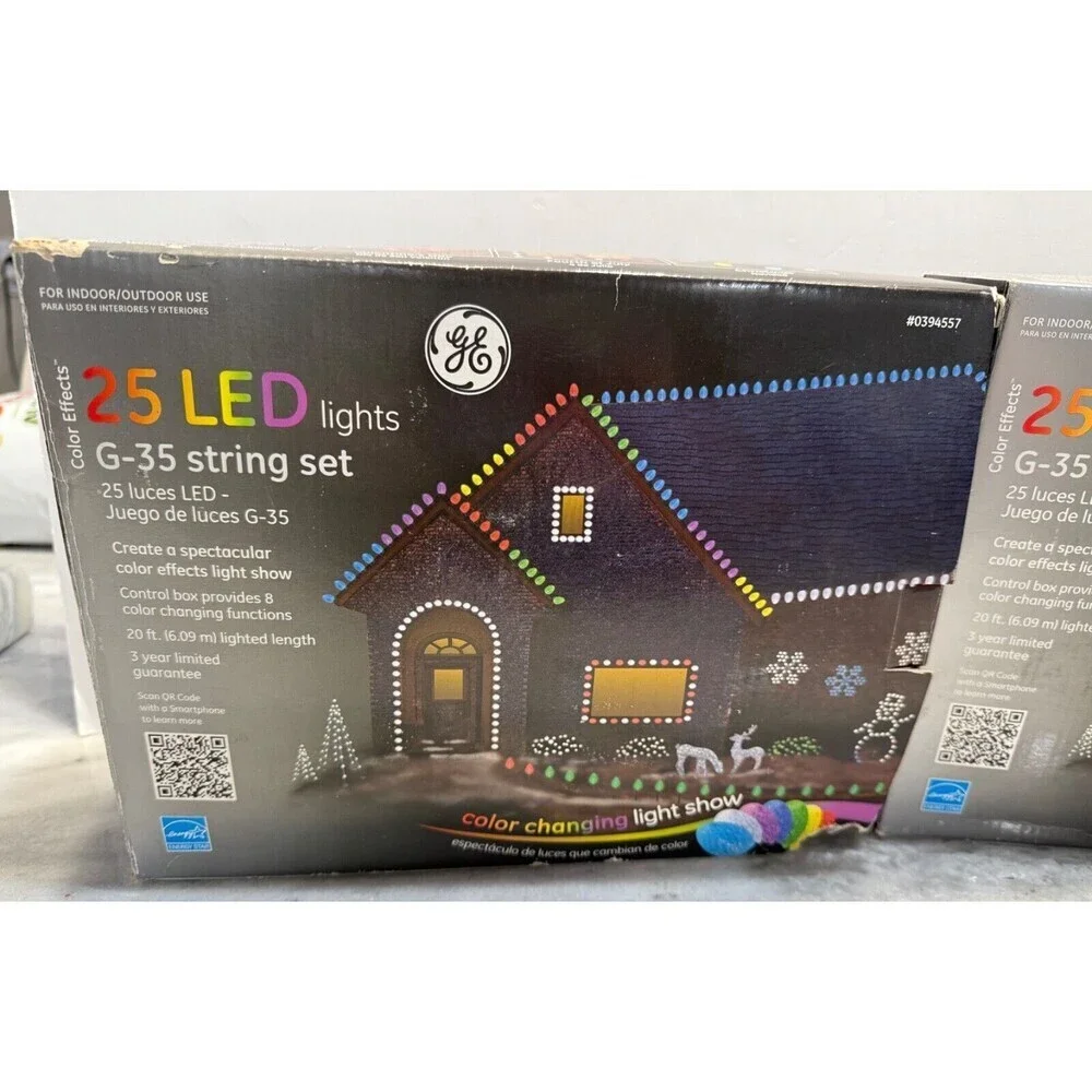 GE Color Effects 25 LED Lights Set Light Show Color Changing 2 Box Christmas